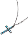 Nialaya Men's Necklace Men's Silver Necklace with Turquoise Cross Pendant