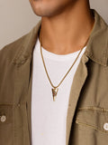 Nialaya Men's Necklace NIALAYA X JOHNNY EDLIND: Gold Arrowhead Necklace with Red Stone 24 Inch / Gold MNE_001