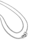 Nialaya Men's Necklace Silver Necklace Layer with 3mm Cuban Link Chain and Chain with Interlocking Rings