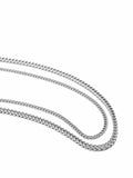 Nialaya Men's Necklace Silver Necklace Layer with 3mm Cuban Link Chain and Squared Silver Chain MNECL_018