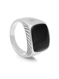 Nialaya Men's Ring Gentlemen's Silver Signet Ring with Black Onyx Gentlemen's Silver Signet Ring with Black Onyx