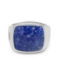 Nialaya Men's Ring Gentlemen's Silver Signet Ring with Blue Dumortierite Gentlemen's Silver Signet Ring with Blue Dumortierite