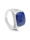 Nialaya Men's Ring Gentlemen's Silver Signet Ring with Blue Dumortierite Gentlemen's Silver Signet Ring with Blue Dumortierite