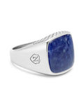 Gentlemen's Silver Signet Ring with Blue Dumortierite