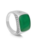 Nialaya Men's Ring Gentlemen's Silver Signet Ring with Green Jade Gentlemen's Silver Signet Ring with Green Jade