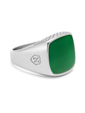 Nialaya Men's Ring Gentlemen's Silver Signet Ring with Green Jade Gentlemen's Silver Signet Ring with Green Jade