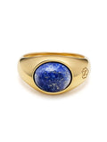 Nialaya Men's Ring Gold Oval Signet Ring with Blue Lapis