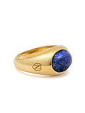 Nialaya Men's Ring Gold Oval Signet Ring with Blue Lapis