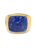 Nialaya Men's Ring Men's Gold Signet Ring with Blue Dumortierite