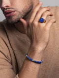 Nialaya Men's Ring Men's Gold Signet Ring with Blue Lapis Men's Gold Signet Ring with Blue Lapis