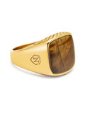 Gentlemen's Gold Signet Ring with Brown Tiger Eye