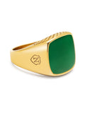 Gentlemen's Gold Signet Ring with Green Agate