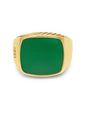 Nialaya Men's Ring Men's Gold Signet Ring with Green Jade