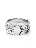 Nialaya Men's Ring Men's Silver Feather Ring