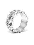 Nialaya Men's Ring Men's Silver Feather Ring