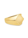 Men's Squared Stainless Steel Ring with Gold Plating