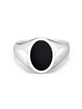 Nialaya Men's Ring Men's Sterling Silver Oval Signet Ring with Onyx