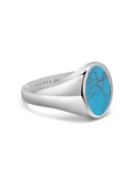 Nialaya Men's Ring Men's Sterling Silver Oval Signet Ring with Turquoise