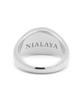 Nialaya Men's Ring Silver Oval Signet Ring with Black Onyx