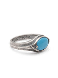 Nialaya Men's Ring Sterling Silver Oval Signet Ring with Genuine Turquoise