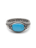 Nialaya Men's Ring Sterling Silver Oval Signet Ring with Genuine Turquoise