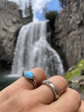 Nialaya Men's Ring Sterling Silver Oval Signet Ring with Genuine Turquoise