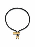 Men's Black String Bracelet with Adjustable Gold Lock