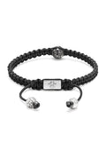 Nialaya Men's String Bracelet Men's Black String Bracelet with Black Diamond Bead