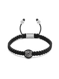 Nialaya Men's String Bracelet Men's Black String Bracelet with Black Diamond Bead