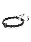 Nialaya Men's String Bracelet Men's Black String Bracelet with Black Diamond Bead