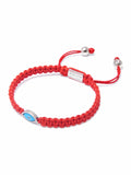 Nialaya Men's String Bracelet Men's Red String Bracelet with Silver Evil Eye