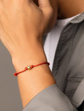 Nialaya Men's String Bracelet Red String Bracelet with Gold MST_001