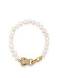 Men's Pearl Bracelet with Gold Panther