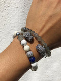 Nialaya Women's Beaded Bracelet Women's Beaded Bracelet with Howlite, Labradorite, White Coral and Blue Lapis S (15cm / 5.9”) / White WCZ8_033