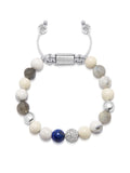 Women's Beaded Bracelet with Howlite, Labradorite, White Coral and Blue Lapis