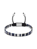 Nialaya Women's Beaded Bracelet Women's Bracelet with Marbled Blue and Silver Miyuki Tila Beads