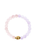 Nialaya Women's Beaded Bracelet Women's Wristband with Amethyst Lavender, Rose Quartz and Gold Buddha S (15cm / 5.9”) / Rose WCHCO_087