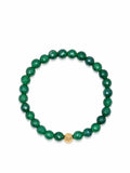 Nialaya Women's Beaded Bracelet Women's Wristband with Green Calcedony and Gold