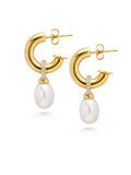 Nialaya Women's Earrings Women's Chunky Pearl Hoops WEAR_039