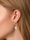 Nialaya Women's Earrings Women's Chunky Pearl Hoops WEAR_039