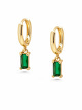 Nialaya Women's Earrings Women's Huggie Earrings with Green Charm WEAR_035