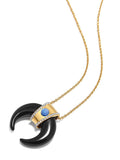 Nialaya Women's Necklace Agate Tiger Tooth Necklace with Sapphire One Size Fits All / Gold WNECK_049