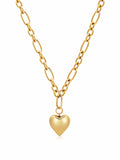 Nialaya Women's Necklace Women's Gold Cable Choker with Chunky Heart Pendant 22 Inches / 55.88 cm WNECK_282