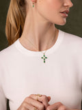 Nialaya Women's Necklace Women's Green CZ Cross Necklace 16 Inches / 40.64 cm WNECK_242