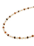 Nialaya Women's Necklace Women's Mini Beaded Choker with Pearls and Tiger Eye Women's Mini Beaded Choker with Pearls and Tiger Eye