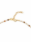 Nialaya Women's Necklace Women's Mini Beaded Choker with Pearls and Tiger Eye Women's Mini Beaded Choker with Pearls and Tiger Eye