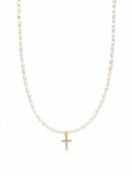 Women's Mini Pearl Choker with Cross