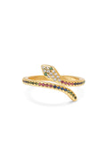 Nialaya Women's Ring Gold Snake Ring with Rainbow CZ Stones WRING_097