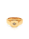 Nialaya Women's Ring Skyfall Starburst Signature Ring in Gold with Clear CZ